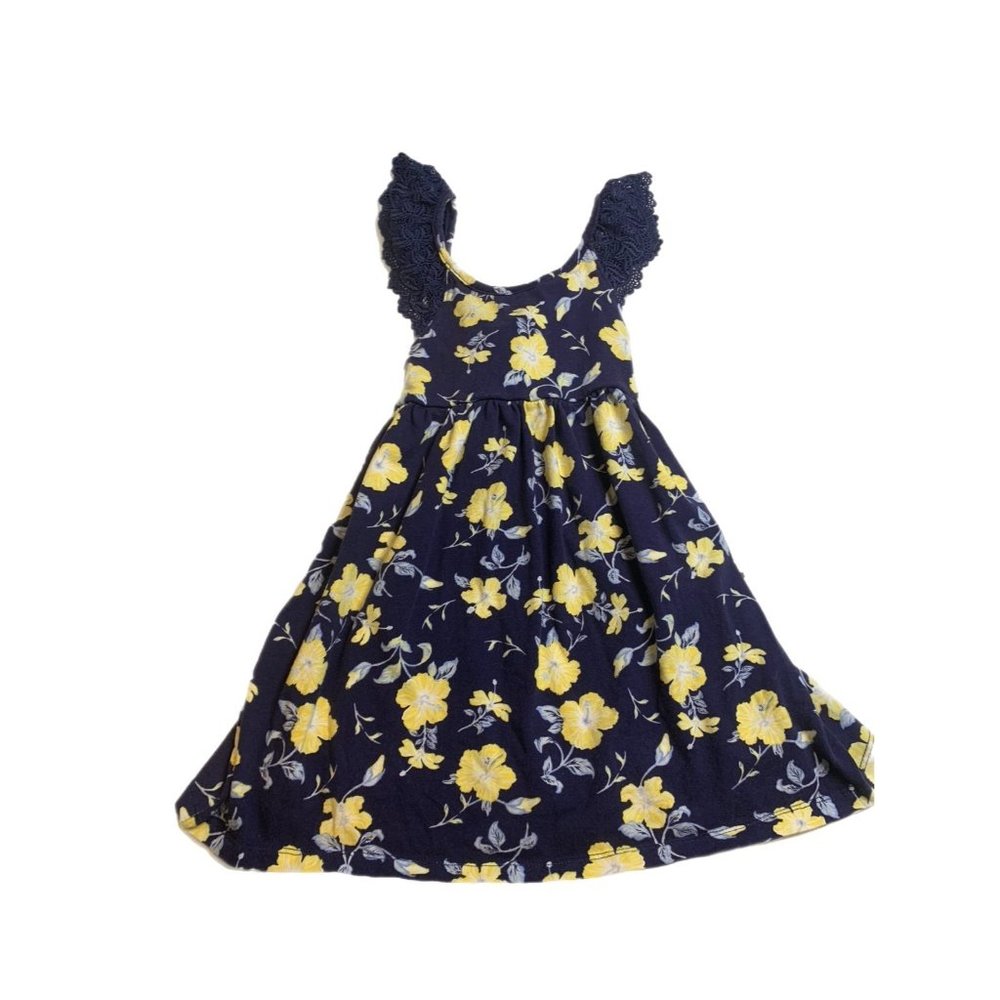 Cynthia Rowley Girls Navy Blue Yellow Floral Dress 3T